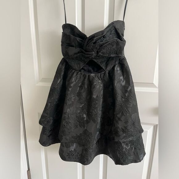 New Anthropologie Bhanuni by Jyoti Strapless Mini Dress Black Embroidered - Picture 4 of 8